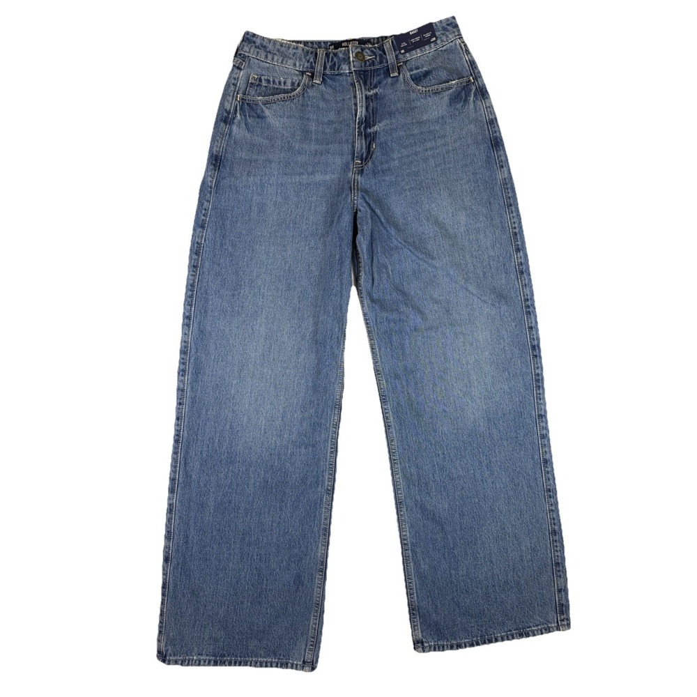 Hollister Women's Ultra High‎ Rise Baggy Jeans Size 10 Waist 30" Medium Wash NEW